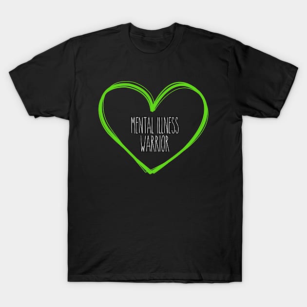 Mental Illness Warrior Heart Support T-Shirt by MerchAndrey